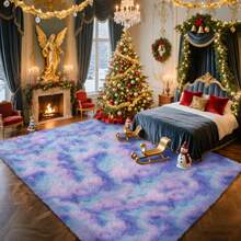 Soft Shaggy Area Rug For Living Room, Thick Fuzzy Rug For Bedroom, Modern Spring Decor Aesthetic, Upgrade Non-Slip Fluffy Carpet, Ideal Gift For Mother's Day,Housewarming, Easter, Dry Clean Only, With 4 Carpet Stickers, Tie-Dye Blue Rainbow - 紮染蘭彩虹 - 查看 7