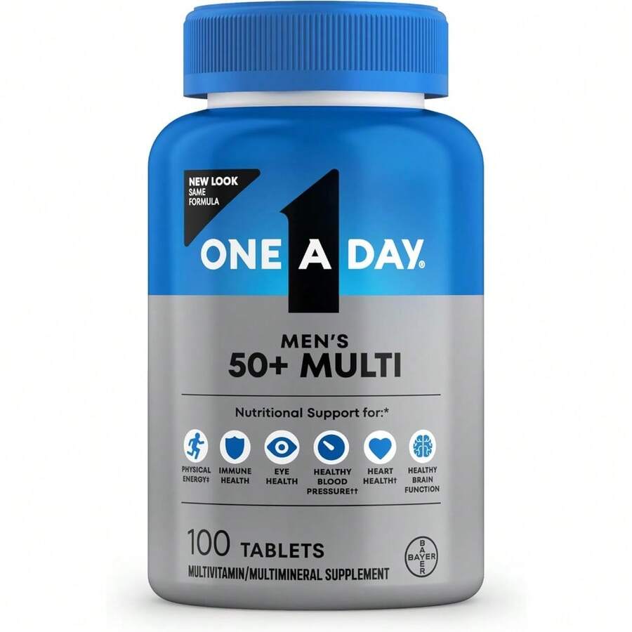 ONE A DAY Men's 50+ Multivitamins, Supplement With A, C, D, E And Zinc For, Calcium & More, 100 Tablets - default - 查看 1
