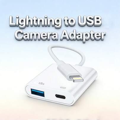 1/2个Lightning充电分线器带线缆适配器，OTG相机存储卡读卡器，存储卡U盘，数据传输转换器，兼容 11 12 13 14 Mini Pro Max XS XR X 7 8，Air系列及更多设备