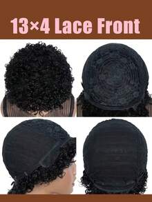 Perucas Pixie Cut Sem Cola, Peruca de Cabelo Misturado para Mulheres, Cabelo Curto Afro Crespo, Feita à Máquina, Adequada para Iniciantes, Sem Renda, Preto Natural - S1 - Visão 6