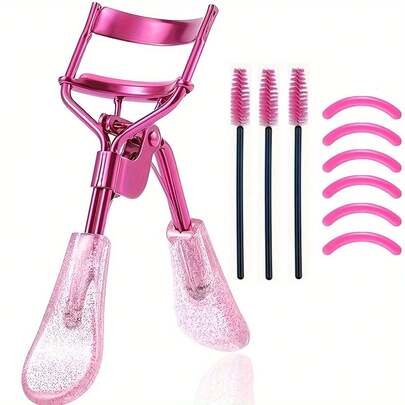 Set de herramientas todo en uno para rizar pestañas - Efecto de rizado de pestañas - Rizador de pestañas de moda y kit de herramientas para cejas - Separador de pestañas - Peine para cejas 2 en 1 - Cepillo para cejas de doble extremo - 3 piezas de varitas de rímel - 6 piezas de almohadillas de repuesto
