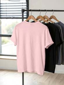 Bestselling Item: Chillumni Men's Casual T-Shirt With Cartoon Rabbit Print, 2000s Style, Best Gift. - 粉色 - 查看 2