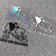 1pc Colorful Laser Boy & Girl Sticker, Warning Sign For Vehicles With Children, Universal Size - A - View 4