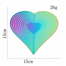 Gradient Heart Wind Spinner Stainless Steel Whirligig Wind Chimes Suncatcher Garden Hanging Sculptures Windmill Wedding Window Decor With Swivel Hook - Heart - View 5