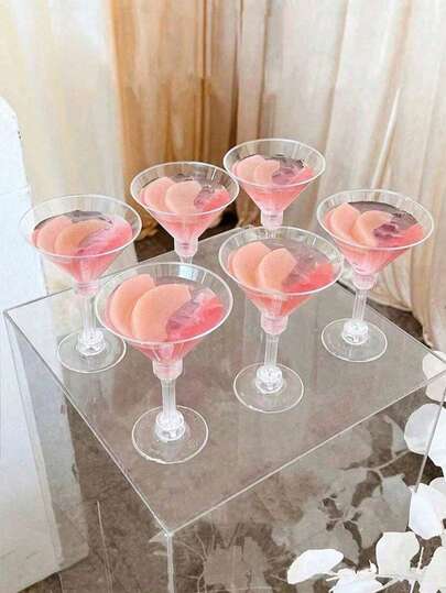 5个/套 5盎司优雅塑料马提尼杯，非常适合盛装鸡尾酒、香槟和甜点，可重复使用的派对杯，适用于婚礼、情人节和其他场合（香槟杯、葡萄酒杯、塑料杯、鸡尾酒杯、生日杯）