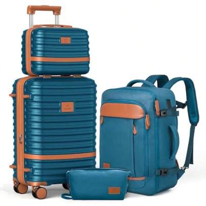 Joyway - Juego de equipaje de mano Azul 4 piece sets 13/20 Laggage de viaje expandible Hardside con bloqueo Tsa