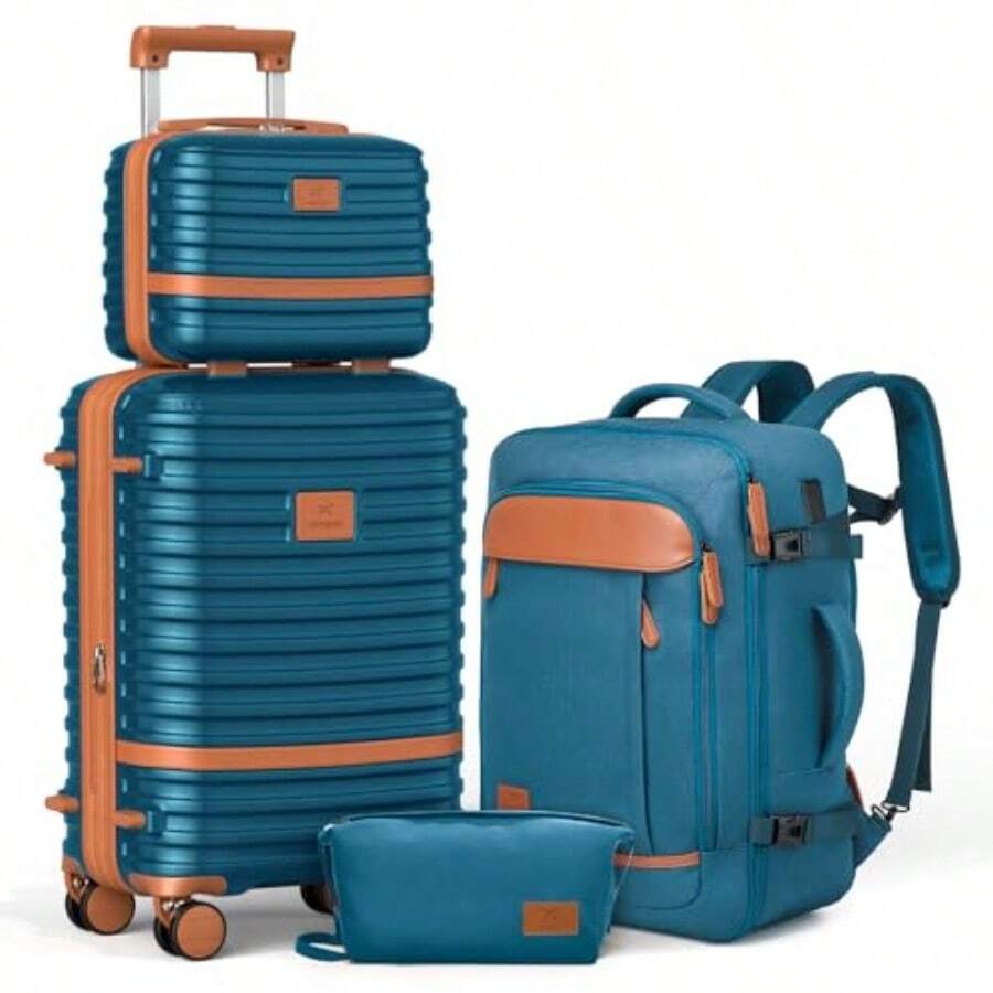 Joyway - Juego de equipaje de mano Azul 4 piece sets 13/20 Laggage de viaje expandible Hardside con bloqueo Tsa - Azul - Ver 1