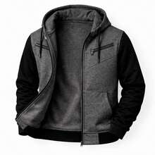 RAMAZZONI Hooded Jacket, Sweatshirt, Zippered Tracksuit, Winter Fashion - Gris Oscuro - Ver 1