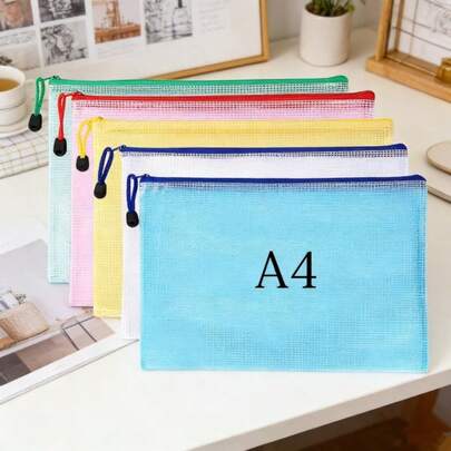 20 حقيبة شبكية مقاس A4 مقاومة للماء بسوستة، مناسبة لمشاريع التطريز والألغاز، مثالية للسفر والمدرسة واجتماعات المجلس والمكتب، لوازم مدرسية، 5 ألوان