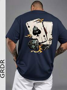 GRDR 男士时尚印花宽松短袖T恤 | 精致设计 | 夏季必备 | 百搭易配 | 展现你的风格 - 藏蓝色 - 查看 4