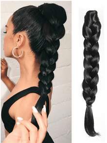 合成假发接发辫子马尾夹，耐热编织假马尾，手工编织发饰，适合女性日常及派对佩戴 - 彩色 - 查看 13