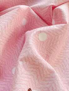 3件套（1件床裙，2件枕套）粉色白色小圆点蝴蝶结印花荷叶边床裙，全覆盖防尘罩，裙边床裙三件套，褶皱床裙配2个枕套床上用品套装 - 甜美風趣 - 查看 11