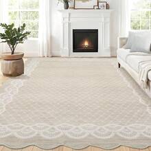 Washable Rugs, Rug Modern Geometric Living Room Rug, Stain-Resistant Scalloped Throw Rugs, Soft Faux Wool Carpet For Bedroom Entryway Office Dorm - Beige(60*230cm) - View 5