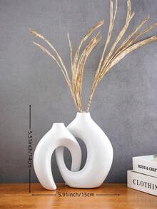 2 peças/Conjunto Vasos Bicolores Branco/Dourado/Branco, Vasos Decorativos, Decoração de Casa, Estilo Nórdico Minimalista Boêmio, Adequado para Sala de Estar, Estante, Mesa de Jantar, Quarto, Lareira, Varanda, Também um Ótimo Presente para Feriados - Multicolorido - Visão 13