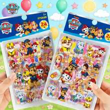 Paw Patrol 24款可爱狗狗图案装饰卡片和和纸胶带贴纸。包含Rubble、Chase、Rocky、Zuma、Skye、Everest、Tracker、Tuck、Ella、Rex、WildCat和Liberty等角色，采用PVC材质，颜色柔软随机。适用于手工制作、礼品包装、手机、杯子、行李箱、笔记本、日常装饰、生日主题和DIY项目。（图片仅供参考，请以实物为准，包装盒可能有所不同） - 彩色 - 查看 1