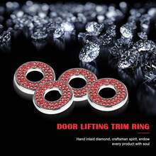 4pcs Shiny Car Door Lock Cover, Rhinestone Pull Rod Bolt Decorative Sticker, Shiny Car Accessories For Women, Compatible With A/B/C/D/E Class Door & Window Lock Modification - Menti - View 15