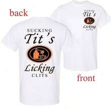 Summer Clothes Sucking T And Licking C Funny Tito Drinking Humor Party T-Shirt, Tito Logo Party Vibes Design Graphic 2 Side Shirt, Unisex Cotton For Men And Women Menswear Top Fabric Summer Outfits For Women Summer Clothes - 白色 - 查看 1