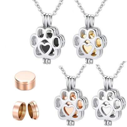Joyería de cremación para mascotas para cenizas de perro/gato, medallón conmemorativo de acero inoxidable con urna, collar con mini estuche, joya de cremación para mujeres y hombres