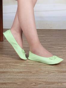 Women's Ballet Flats With Bow Round Toe Slip-On Dress Shoes, Comfortable LightweightCasual Flats In Multiple Colors, Soft Fashion Shoes For Office, Work, School, Travel, WalkingAnd Everyday All Season Wear - 抹茶綠 - 查看 6