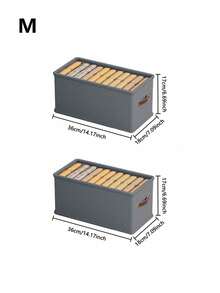 1/2个灰色布艺可折叠抽屉收纳盒，牛津布衣物整理箱，家用衣柜牛仔裤毛衣收纳盒（无隔板） - 灰色 - 查看 14