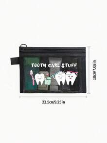 卡通牙齿图案收纳袋，网状便携化妆包，可爱牙刷“牙科用品”字母印花化妆包，旅行洗漱化妆包；牙科诊所纪念品，诊所礼品，度假泳装收纳必备；送给女朋友的理想礼物；可折叠轻便化妆包，适合商务旅行和随身行李。是夏季音乐节的必备单品。适合作为生日礼物、返校礼物、毕业礼物、旅行配件。 - 彩色 - 查看 12