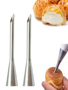 Bộ 1/3 đầu phun kem dài bằng thép không gỉ, đầu phun trang trí kem chuyên nghiệp cho bánh su kem, bánh ngọt, bánh cupcake, bánh donut và các loại bánh nướng khác. - Nhiều màu - Xem 6