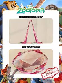 1pc Disney Officially Licensed "Zootopia" Pattern Tote Bag, Large Capacity Foldable Drawstring Shoulder Bag, Lightweight Handbag, Official Authorized, Multiple Styles Available, Perfect For Women/Girls/Ladies Daily Shopping & Outings - Multicolor - View 10