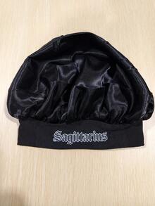 女孩个性化12星座缎面睡帽 - 防滑丝滑发帽，适合儿童和青少年，睡眠时保护辫子和卷发 - 黑色 - 查看 5