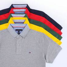 Polo d'été pour homme, T-shirt décontracté à manches courtes en pur coton - Blanc (avec col rayé) - Voir 2