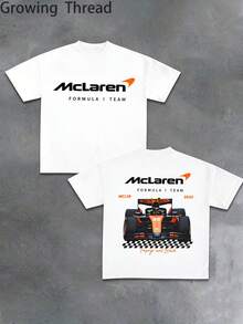 F1 Team Themed Printed Casual Short Sleeved T-Shirt, Suitable For Spring And Summer Wear, Suitable For Both Men And Women. Holiday Gifts. - 白色 - 查看 2