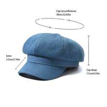 Women's Newsboy Beret Cap Visor Cap Elegant Paperboy Painter 8 Panel Octagonal Hat - Blue - View 6