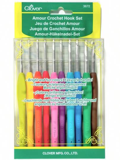Clover 3672 Amour Crochet Hook Set, 10 Sizes