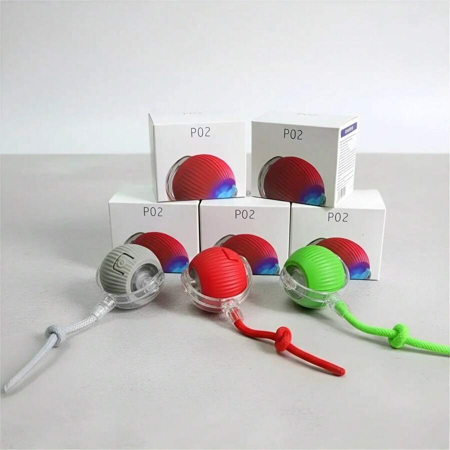 Smart Cat Toy | Automatic Ball With Fake Tail | Rechargeable Electric - Red - View 1