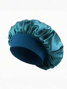 1pc Women's Plain Color Satin Turban Hat, Suitable For Daily Wear Hair Sleep Cap Sleep Bonnet - Khaki - View 14