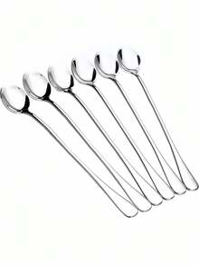 4pcs Long Handle Iced Tea Spoons, 7.8 Inch Length, Coffee Spoon, Ice Cream Spoon, Mixing Spoon, Stainless Steel Cocktail Stirrer - Multicolor - View 11