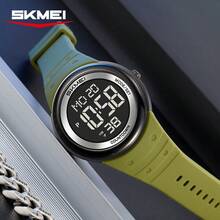 SKMEI 2462 男士豪华运动腕表 LED 显示屏闹钟计时码表硅胶表带 3BAR 防水礼品计时表 - 均碼 - 查看 9