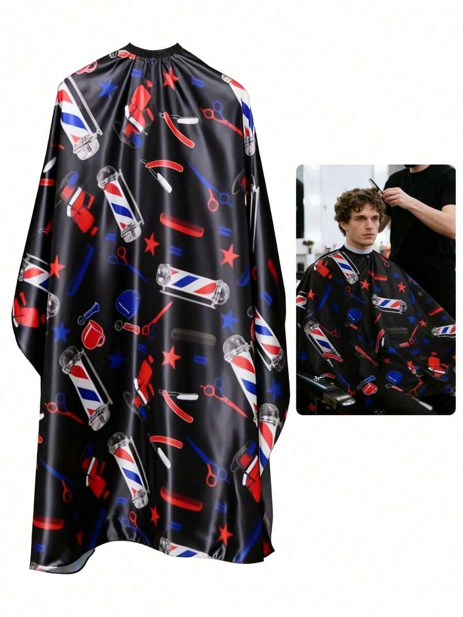 New Men's Haircut Cape, Waterproof And Hair-Resistant, Adjustable Collar, Suitable For Home Haircut And Professional Barbers, Essential Styling Tool, Mother's Day Gift - Multicolor - View 1