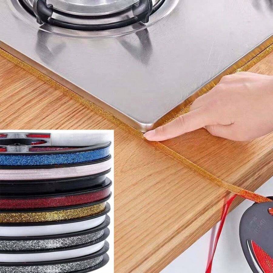 1卷/6米/600厘米自粘瓷砖填缝胶带，易撕易贴，适用于厨房和家居缝隙密封和边缘处理，家居用品