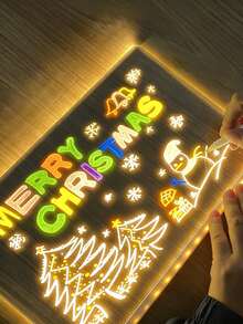 1 Set USB Acrylic LED Light, LED Message Board, 7-Color Luminous Panel With Stand, Erasable Drawing Night Light, LED Display Board, For Art Creation, Holiday Light Decor, Holiday Messages & Daily Ambient Lighting - Transparent Acrylic Drawing Board - View 5
