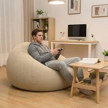 Large Slouchy Sofa Chair, Inflatable Bean Bag Sofa, Foldable Portable Lounger: Corduroy Fabric - Durable PVC Material - Foldable & Portable - No Assembly Required - Weight Capacity 220 Lbs - Size: 45"X45"X31", Soft & Comfortable Bean Bag Sofa, Suitable For Living Room, Bedroom, Reading Room, Balcony, Outdoor Camping, Easy To Store And Carry, Leisure & Entertainment, Dorm, Backrest Chair - Multicolor - View 4