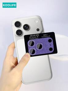 1pc Shiny Sequin Lens Film, Full Coverage High-Definition Transparent Protective Film, No Bubble Adhesion, Waterproof Shockproof Scratch-Resistant, Suitable For Apple 17/17 Pro/17 Pro Max - Blue - View 3