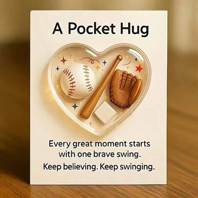 1 Set Sports Baseball Pillow, Heart-Shaped Baseball Equipment Sculpture With Inspiring Card, Friendship Appreciation Gift. Suitable For Indoor Decor, Thank You Gift, Holiday Gift, Theme Party Gift