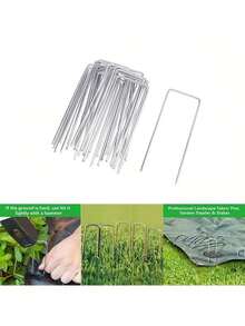 20/45 piezas Piquetas en forma de U, diseñadas para ser reutilizables, con superficie lisa y propiedades anticorrosión. Son fáciles de usar, adecuadas para montar carpas de camping, mejorar y embellecer céspedes, y cumplir con diversos requisitos del sitio. Estas piquetas también se pueden usar para la jardinería, el deshierbe y el paisajismo, y pueden tener otros usos potenciales por explorar. - A - Ver 6