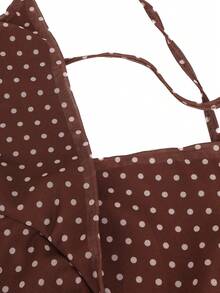 Đầm ngắn gợi cảm thời trang mùa hè in chấm bi hở lưng dây buộc dành cho nữ - màu nâu - Xem 9