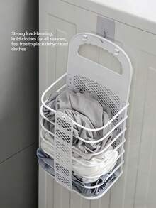 Cesta grande de almacenamiento de ropa sucia, cesto de ropa sucia plegable montado en la pared, resistente para el cuarto de lavado, el baño, el dormitorio - Cesta de ropa sucia - Ver 11