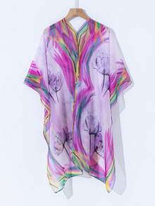 1 chiếc khăn choàng lớn đa năng họa tiết hoa sen chuyển màu mới, thích hợp cho mùa xuân, hè và thu. - Nhiều màu - Xem 10