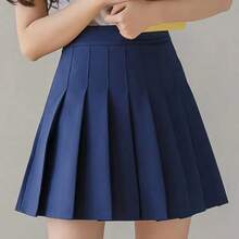Preppy Style Women Pleated Skirt High Waist A-Line Skirt School Girl Skirt JK Uniform Skirt Skater Skirt Black Plus Size - màu đen - Xem 7