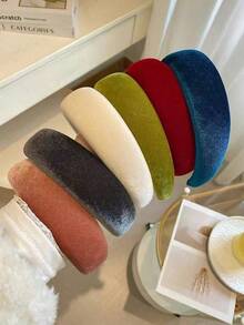 1件时尚天鹅绒宽檐发箍，新款秋冬复古优雅发饰 - 彩色 - 查看 9