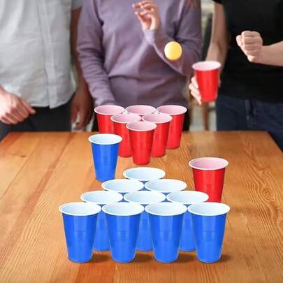 Bộ 10/20/30/40/50 cốc nhựa tái sử dụng để chơi Beer Pong, thích hợp cho các trò chơi tiệc tùng, Beer Pong, tiệc ngoài trời, trò chơi Giáng sinh tại quán bar, trò chơi gia đình, Beer Pong dưới hồ bơi, trò chơi trên bàn, bộ trò chơi 2 người (Không bao gồm bóng)