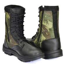 Cheap Men's Military Tactical Boots Reinforced Leather Waterproof Adjustable Zipper - 軍綠色 - 查看 4
